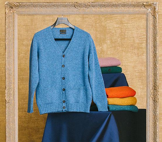 Blue Shetland Wool Cardigan